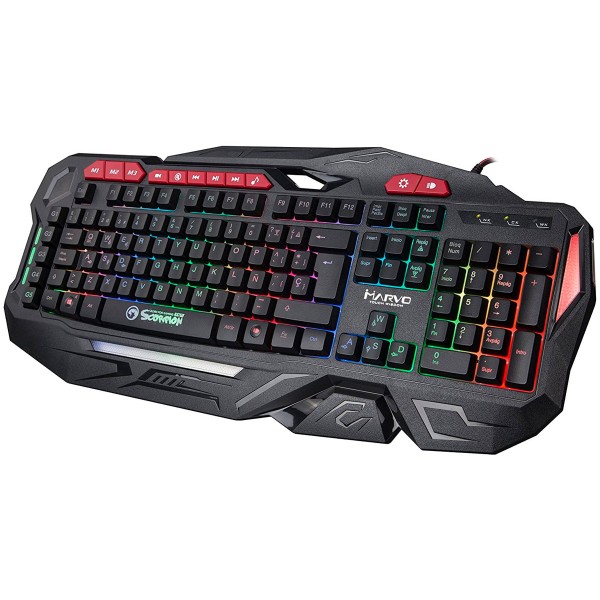 Scorpion kg760 teclado gaming con iluminación led rgb 5 teclas macro usb