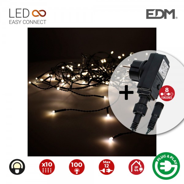 Cortina con programdor easy-connect, blanco cálido, 2x1m