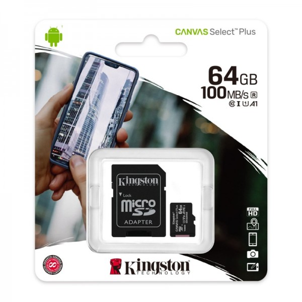 Kingston sdcs2/64gb micro sd xc clase 10 64gb c/a