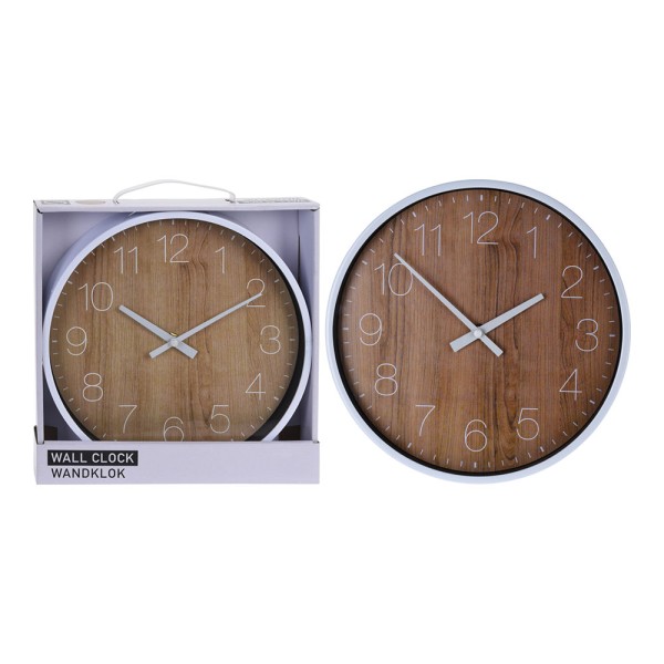 Reloj para pared efecto madera ø25cm.