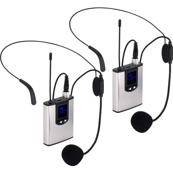 Nk ig33008kit plata y negro / pack de 2 micrófonos de solapa inalámbricos con adaptador de cámara